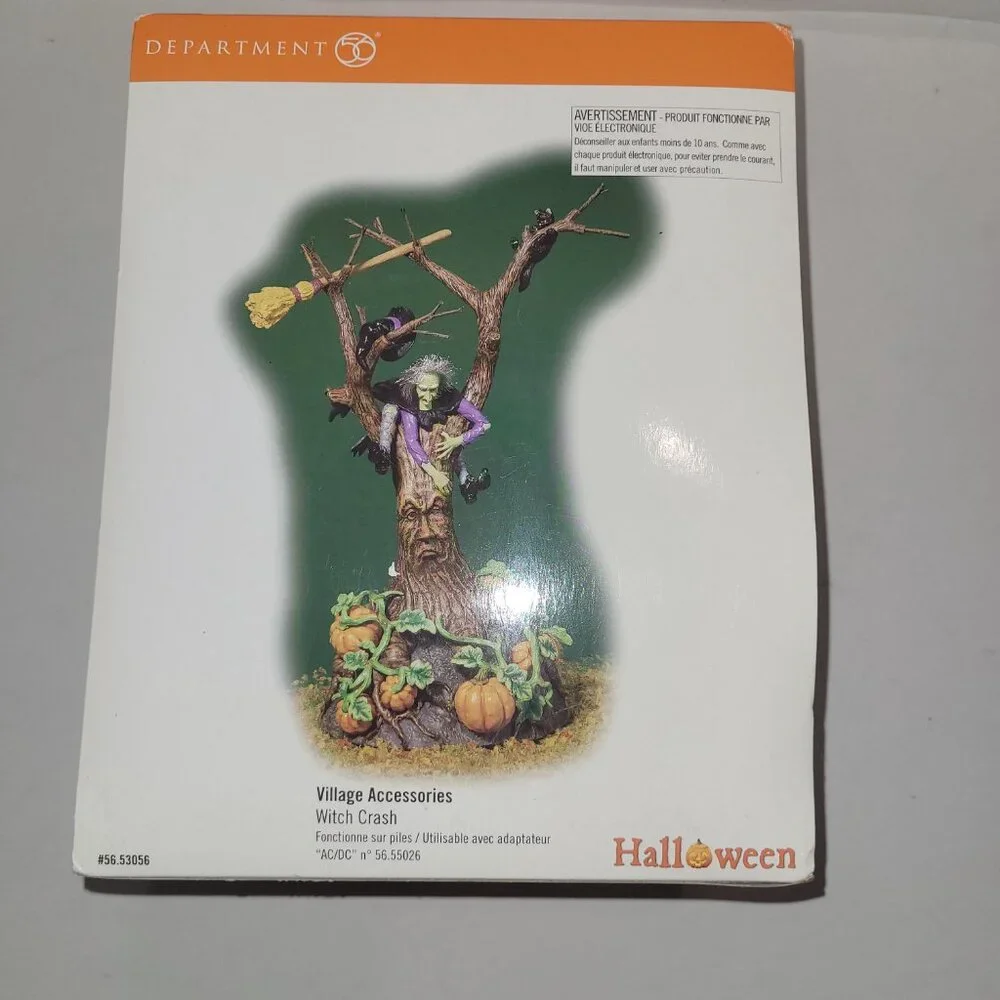 Dept 56 Snow Village Halloween Witch Crash 56-53056 Spinning Head -In Styrofoam - Picture 6 of 6